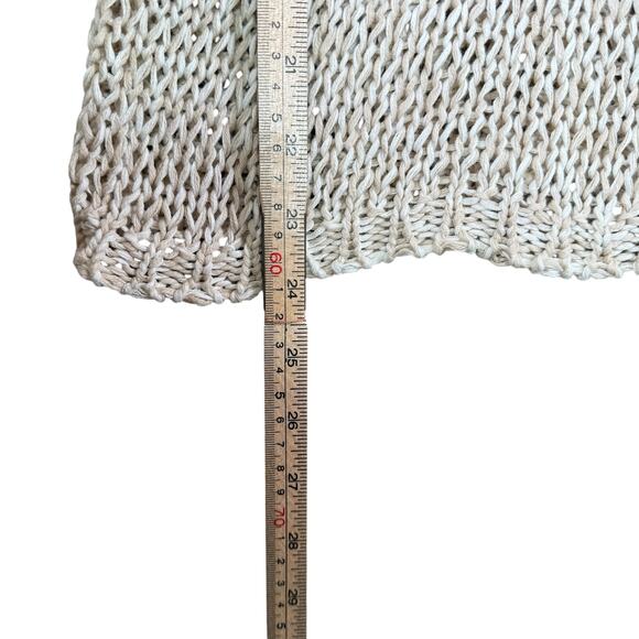 Eileen Fisher Organic Cotton Open Knit Pullover Sweater Top Neutral Boho | M - Picture 6 of 9